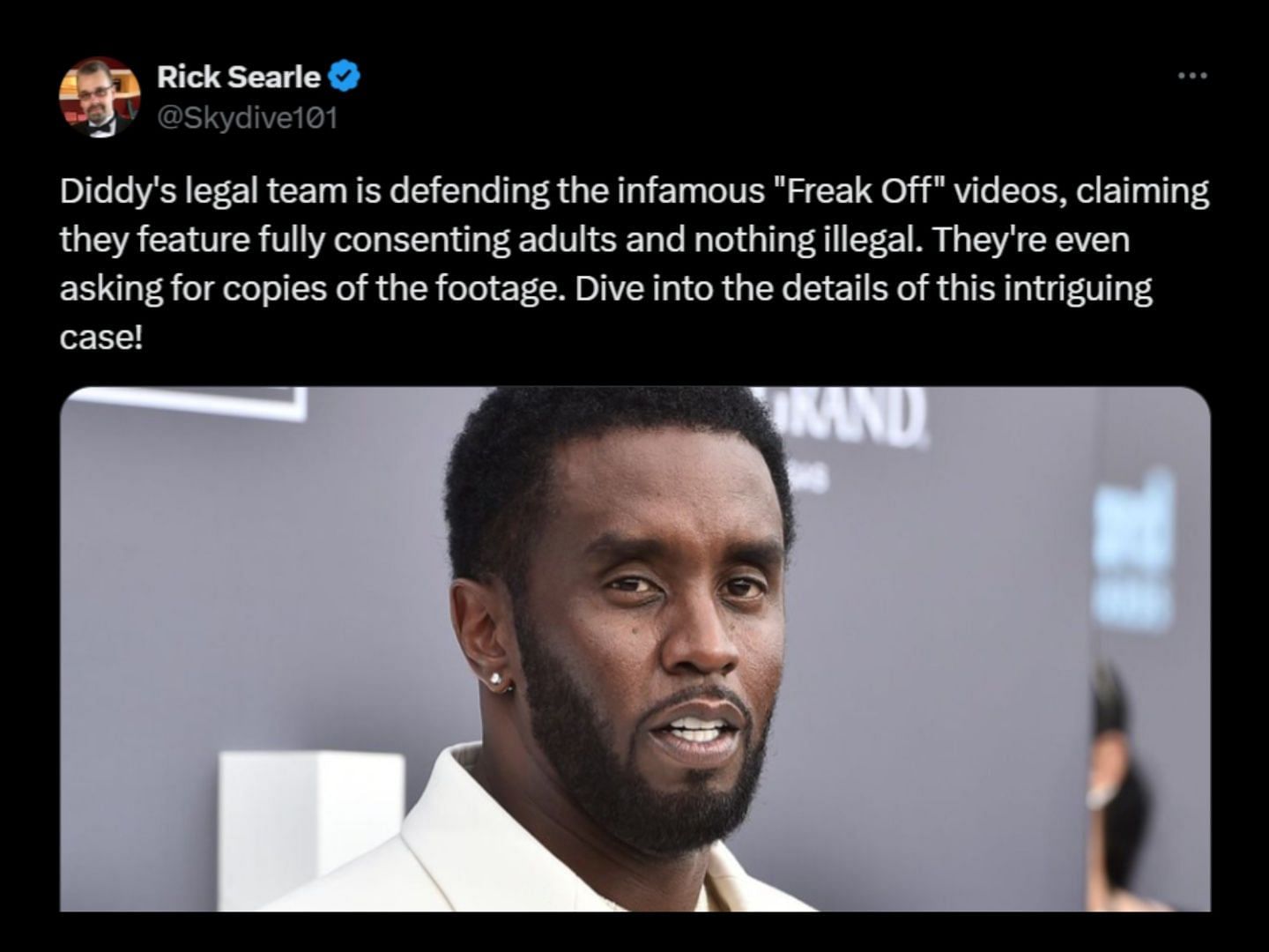 Diddy&#039;s lawyers argue &quot;freak off&quot; party tapes depict consenting adults engaging in s*x acts. (Image via X/@Skydive101)