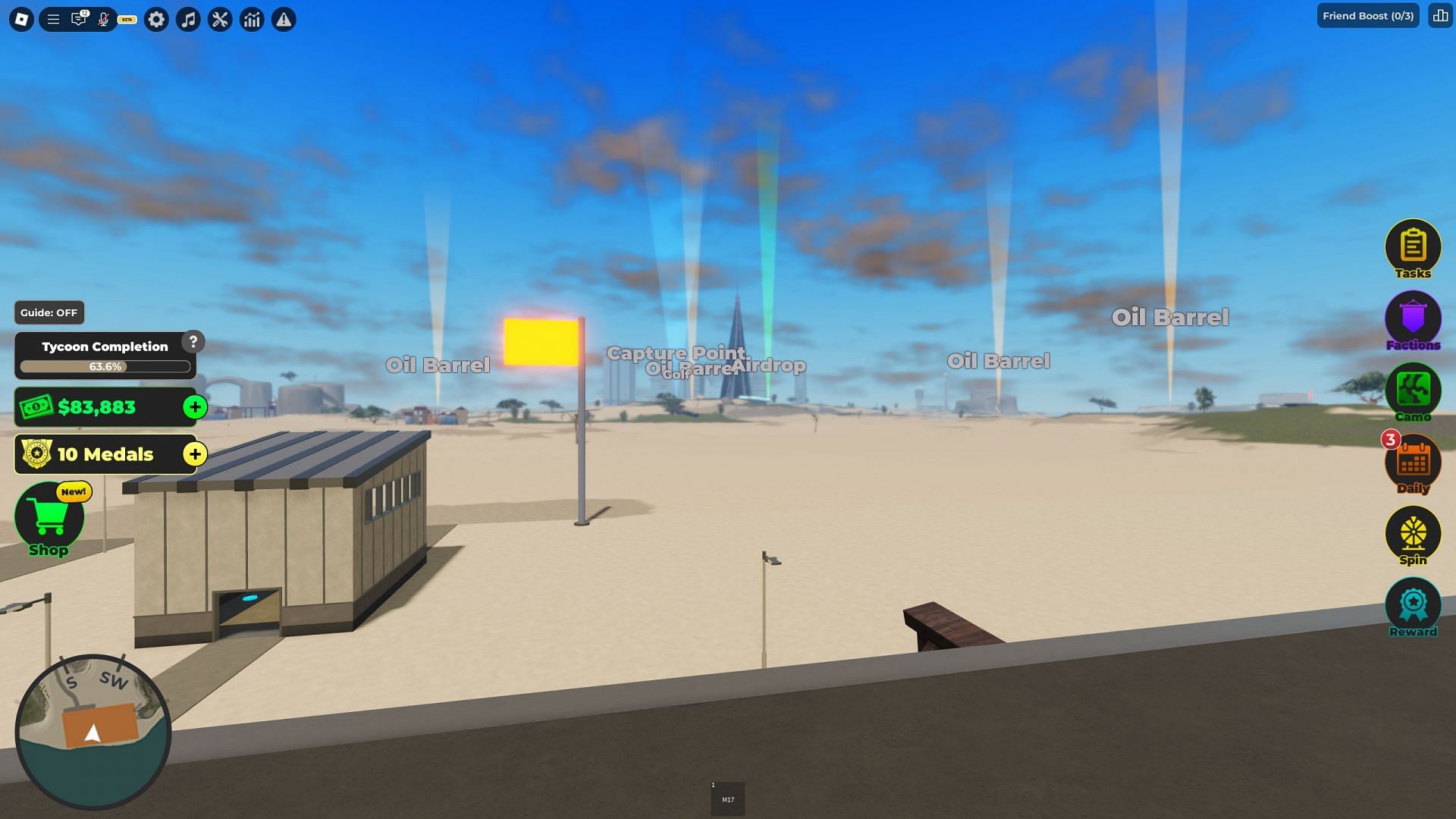 Other bases can be found outside your home tycoon (Image via Roblox)