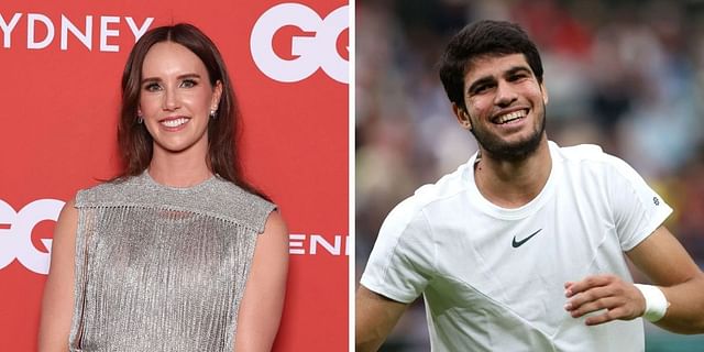 Emma McKeon reacts to Carlos Alcaraz&rsquo;s interaction with fan. Photo: Both from Getty