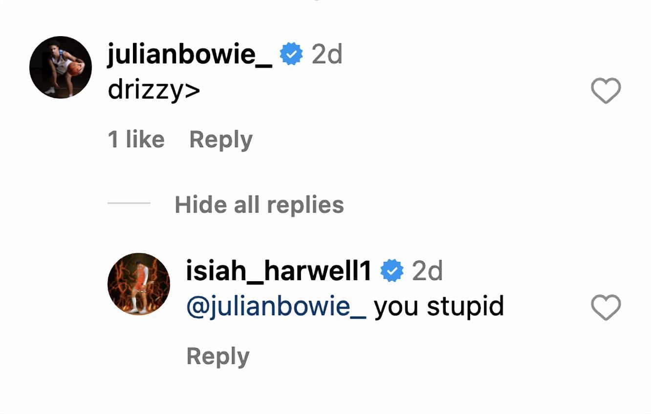 (Screenshot from Isiah Harwell&#039;s IG)