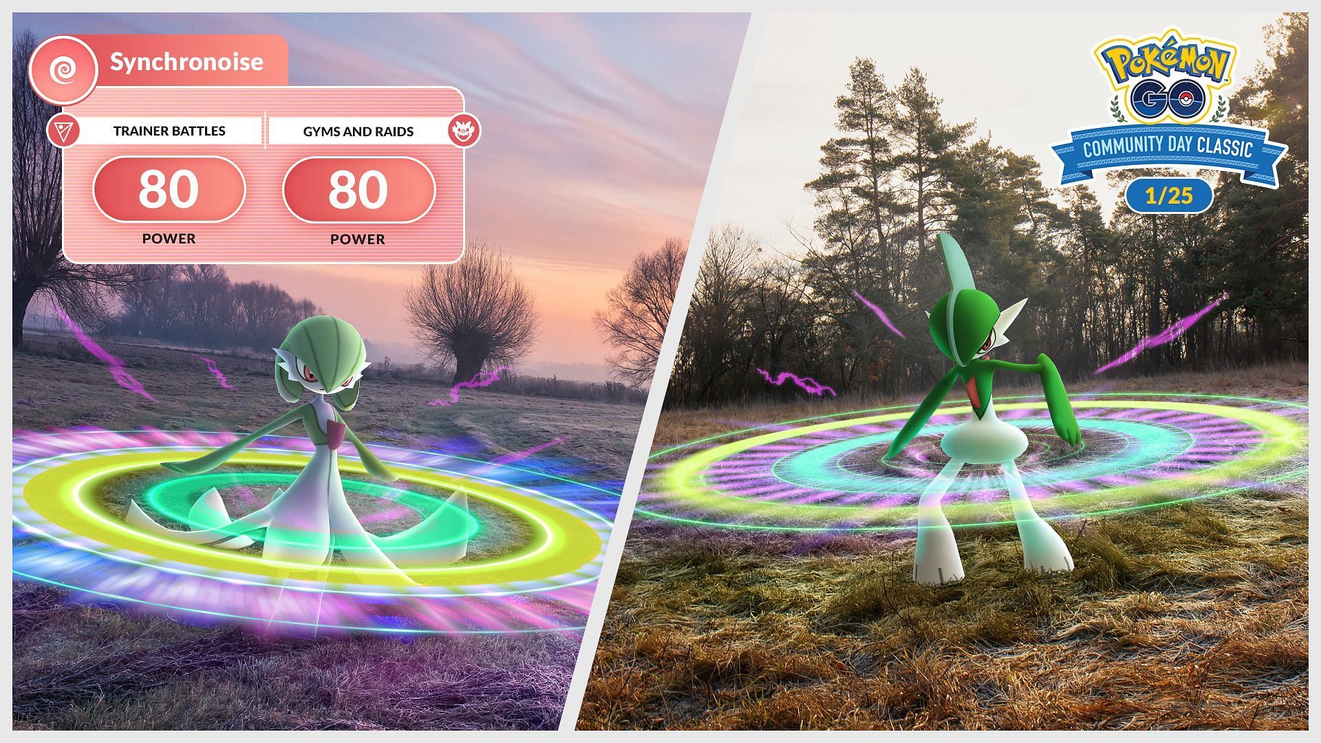 Gallade and Gardevoir with Synchronoise in Pokemon GO