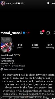 Masai Russell's Instagram story