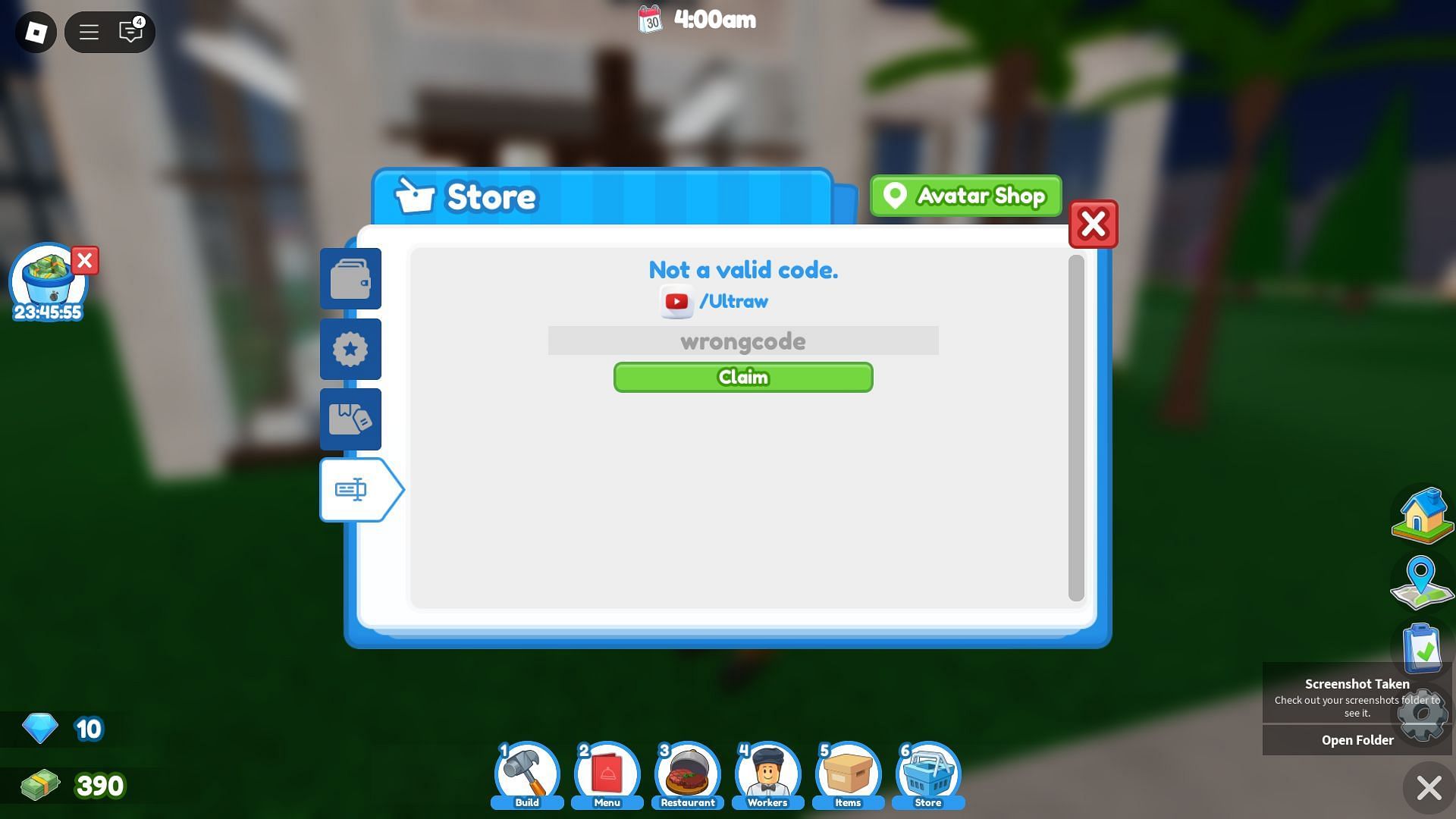 Avoid typos while using codes (Image via Roblox)