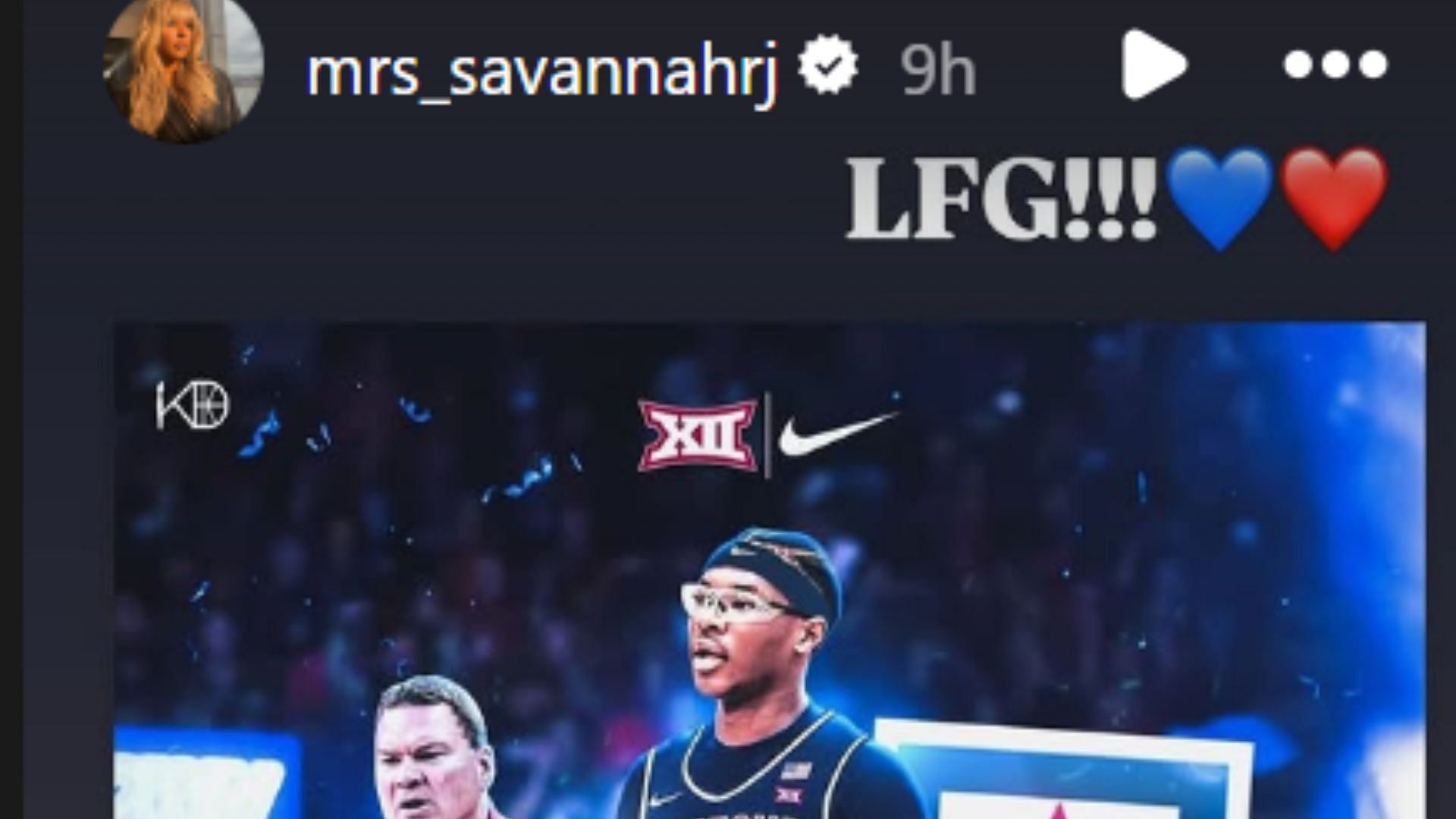 Savannah James reacts to his son Bryce James&#039; Arizona announcement (mrs_savannahrj/IG)