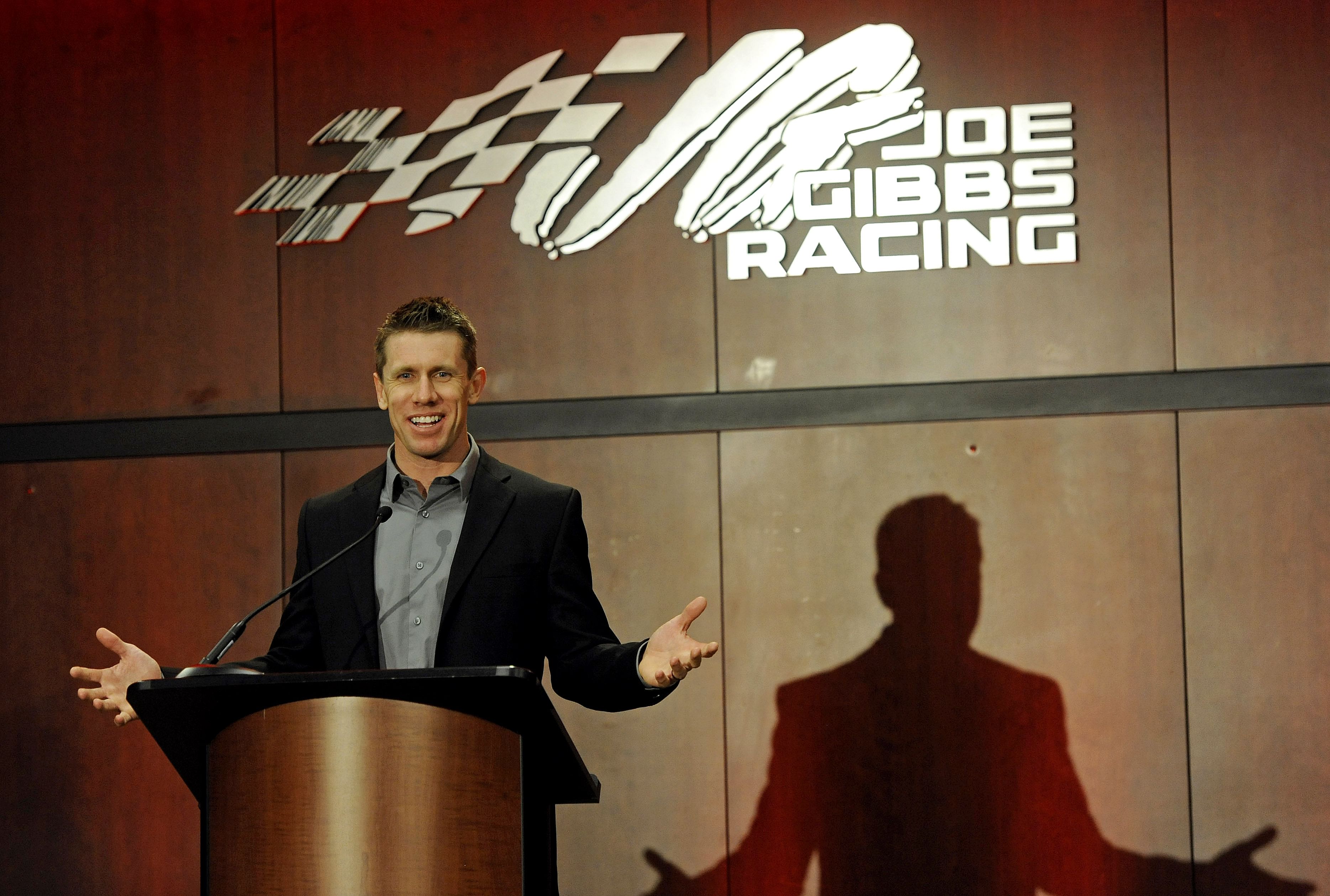 NASCAR driver Carl Edwards announces his retirement during a press conference at Joe Gibbs Racing headquarters. - Source: Imagn