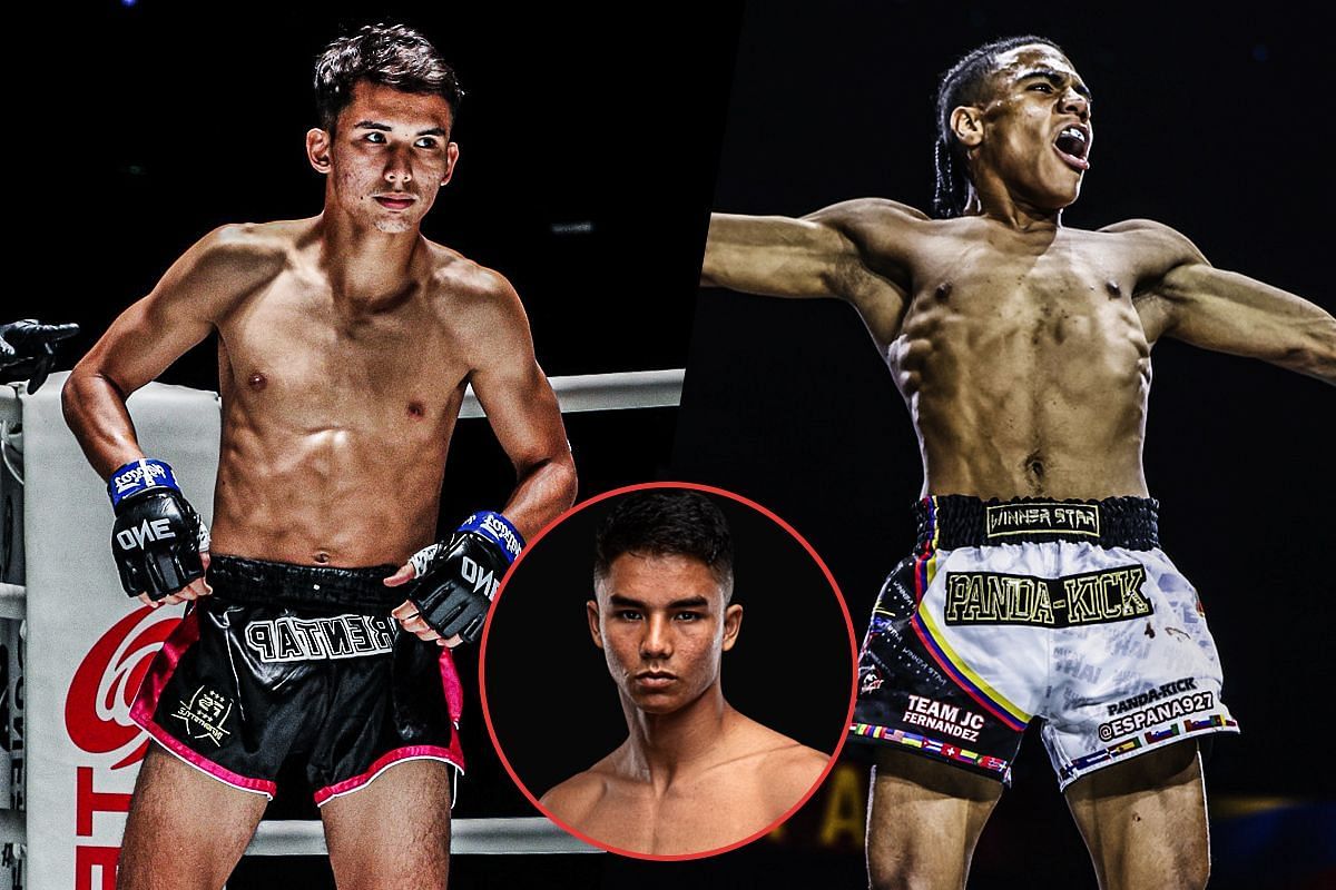 Elias Ghazali (left), Johan Estupinan (right), and Johan Ghazali (circle inset). [Photos from ONE Championship]