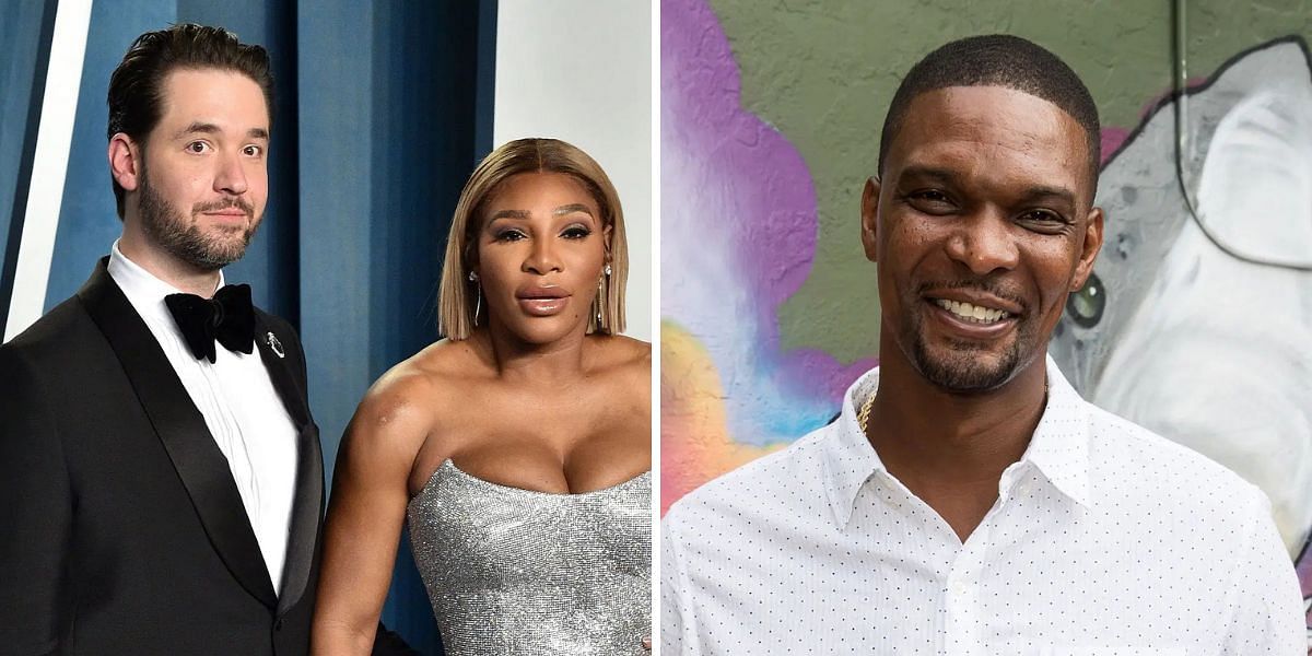 Alexis Ohanian and Serena Williams (L), Chris Bosh (R), Sources: Getty