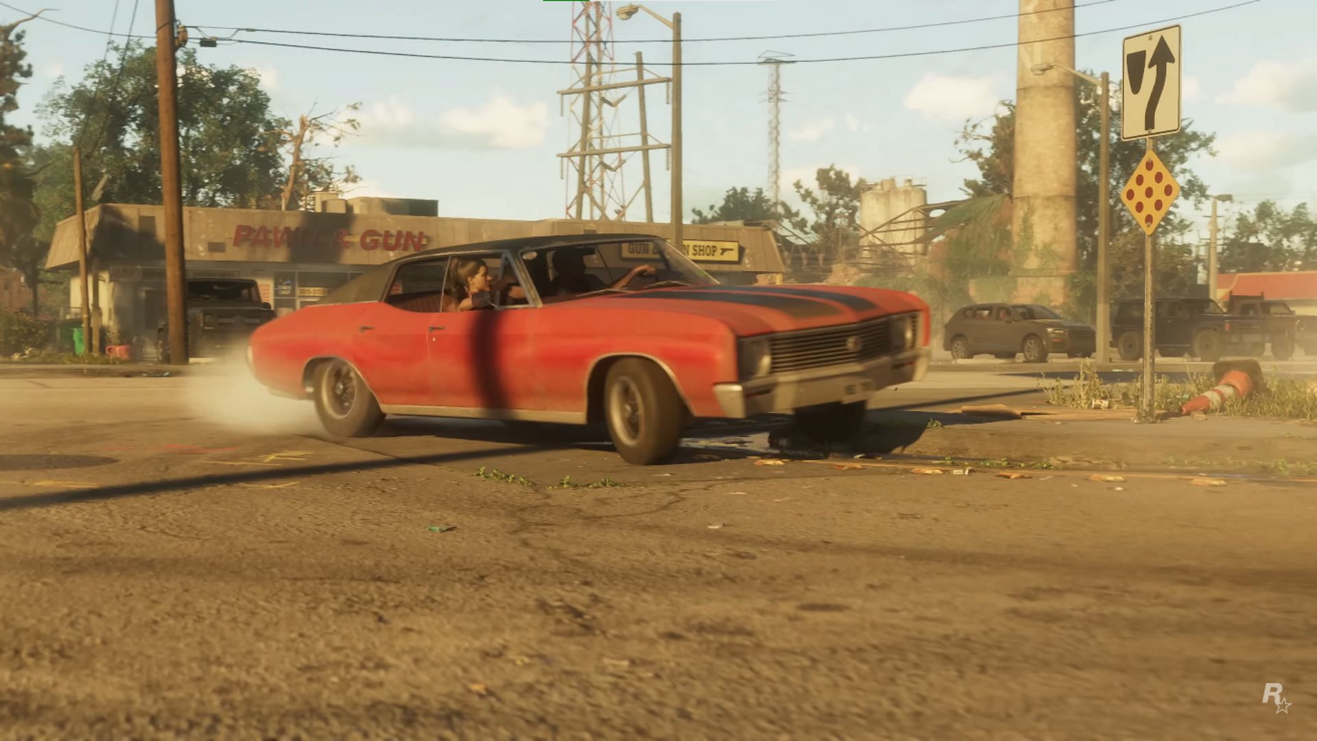 Lucia and her partner driving away in a car (Image via Rockstar Games)