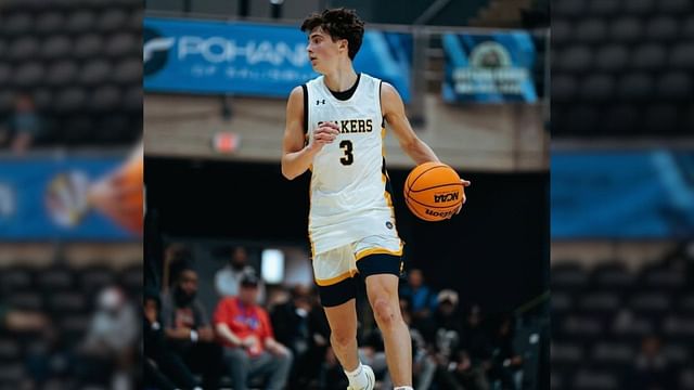 Northwestern signee Jake West drops 28 points to lead Penn Charter Boys basketball to a win. (Image via instagram @jakewestt3)