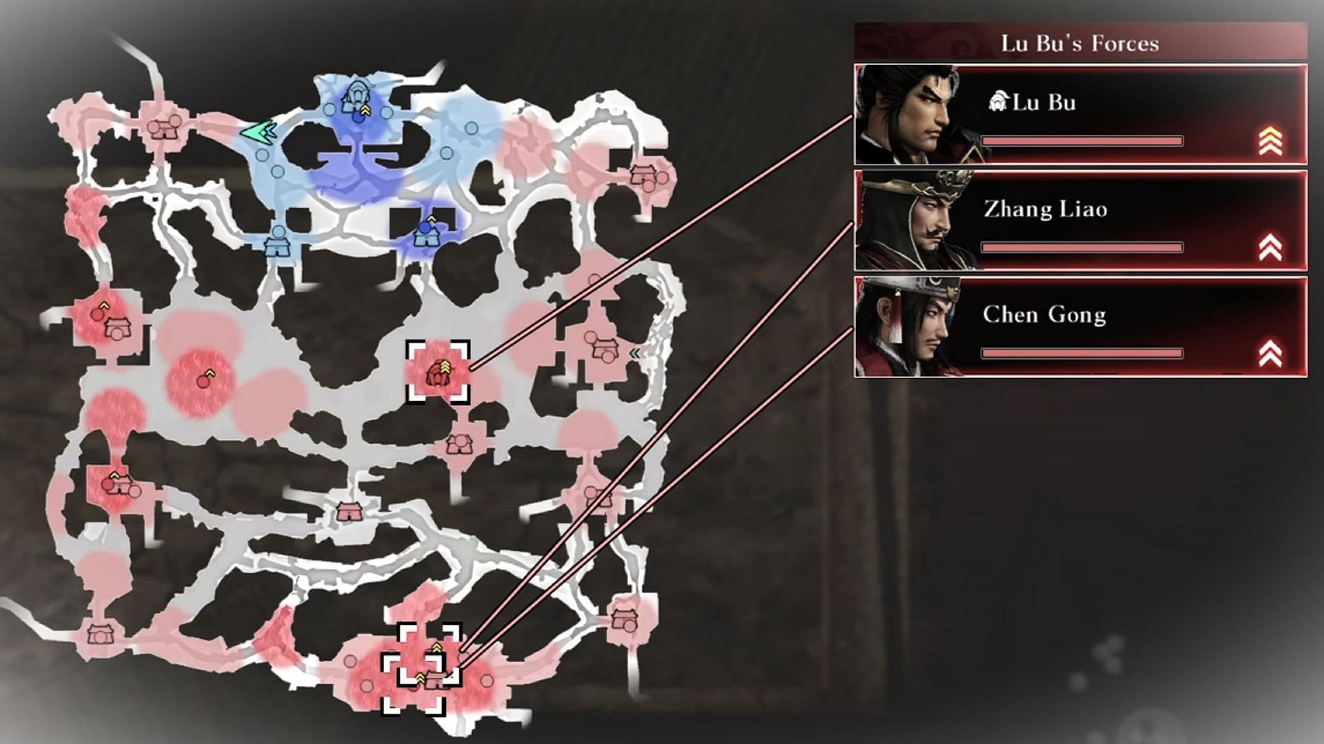 Location of the enemies in Dynasty Warriors Origins (Image via Koei Tecmo)