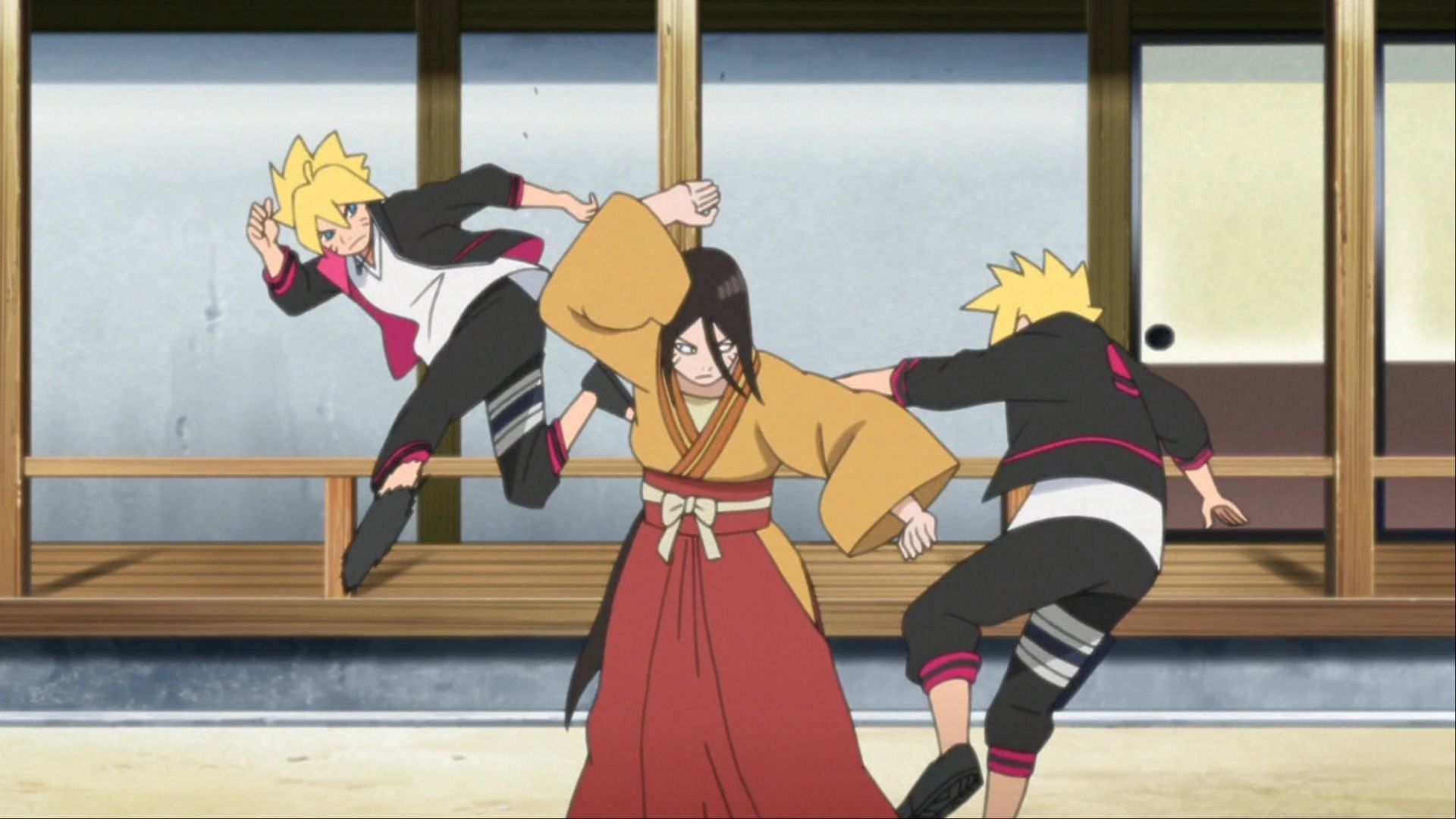 Hanabi sparring with Boruto (Image via Studio Pierrot)