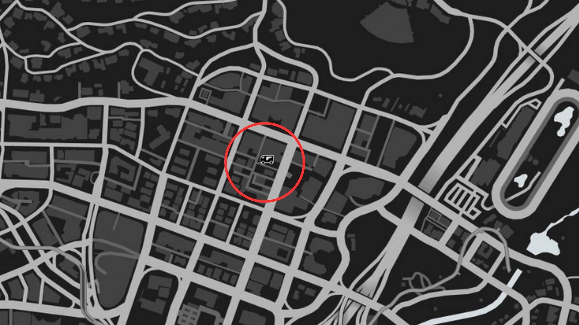 The exact coordinates of the GTA Online Gun Van Location Today (Image via Rockstar Games)v