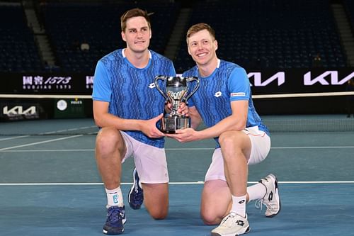 Henry Patten & Harri Heliovaara pictured at the 2025 Australian Open | Image Source: Getty