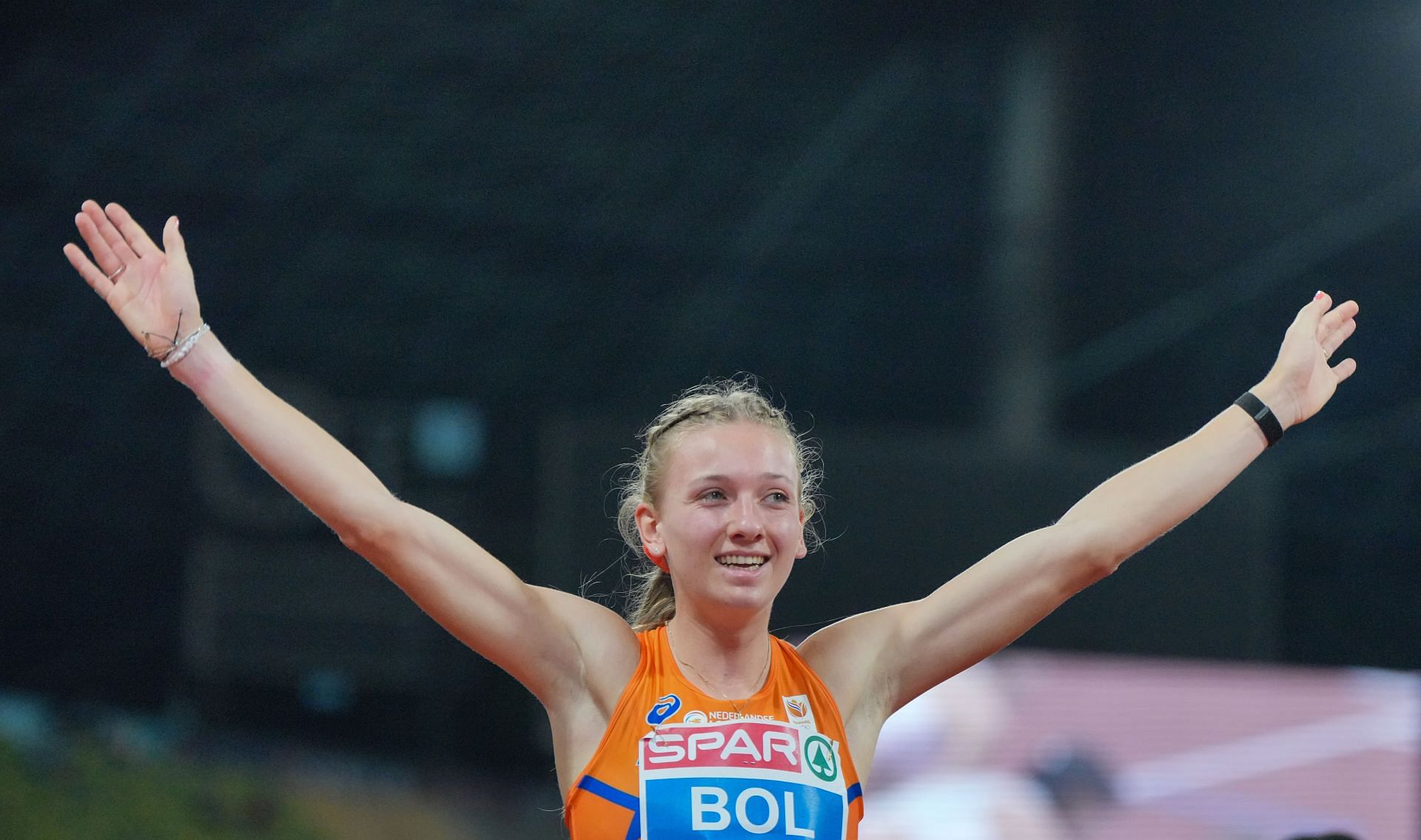 Bol after clinching the 400m hurdles first position during the 2022 European Championships (Image via: Getty Images)