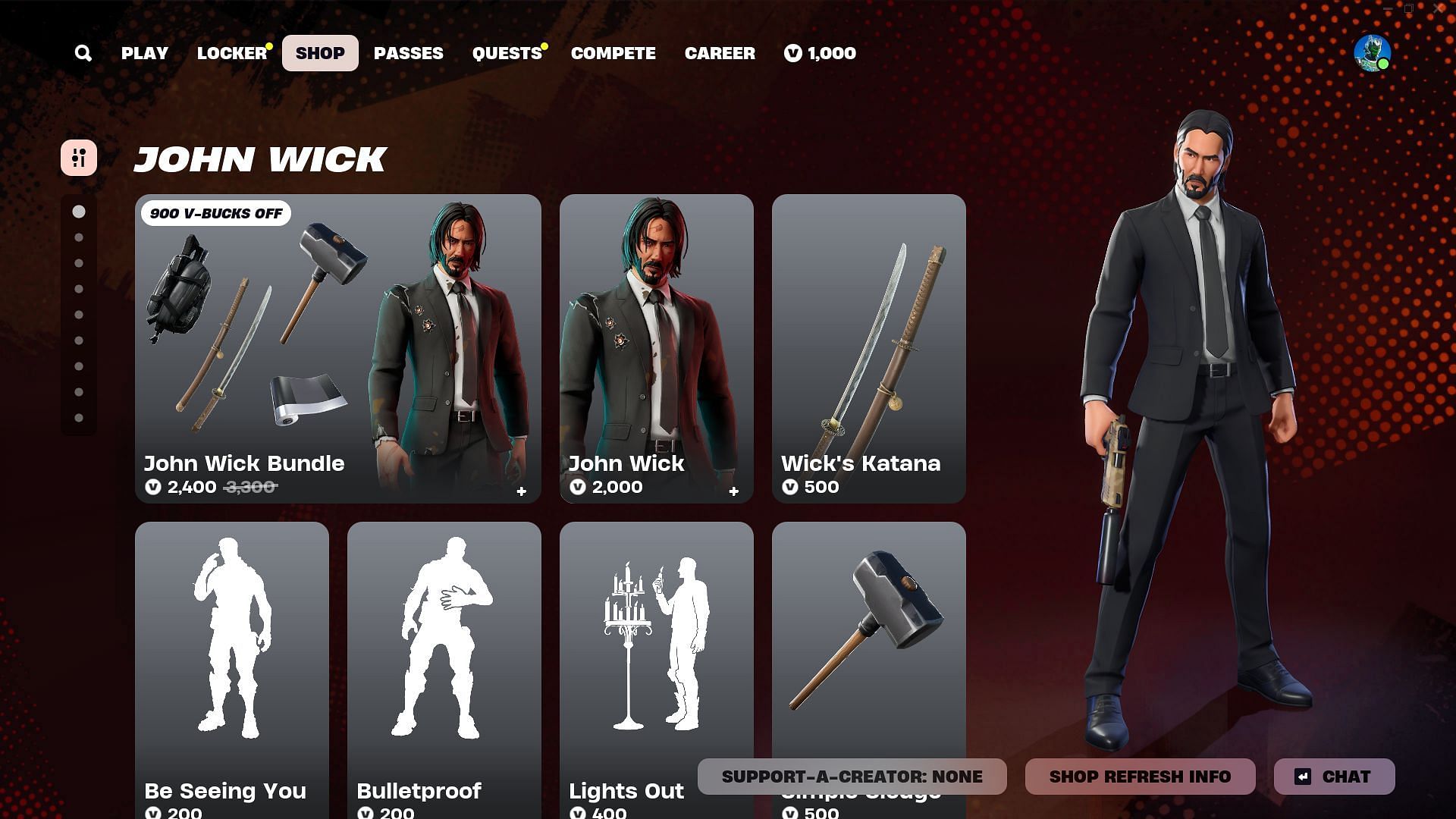 You can purchase the John Wick skin in Fortnite (Image via Epic Games)