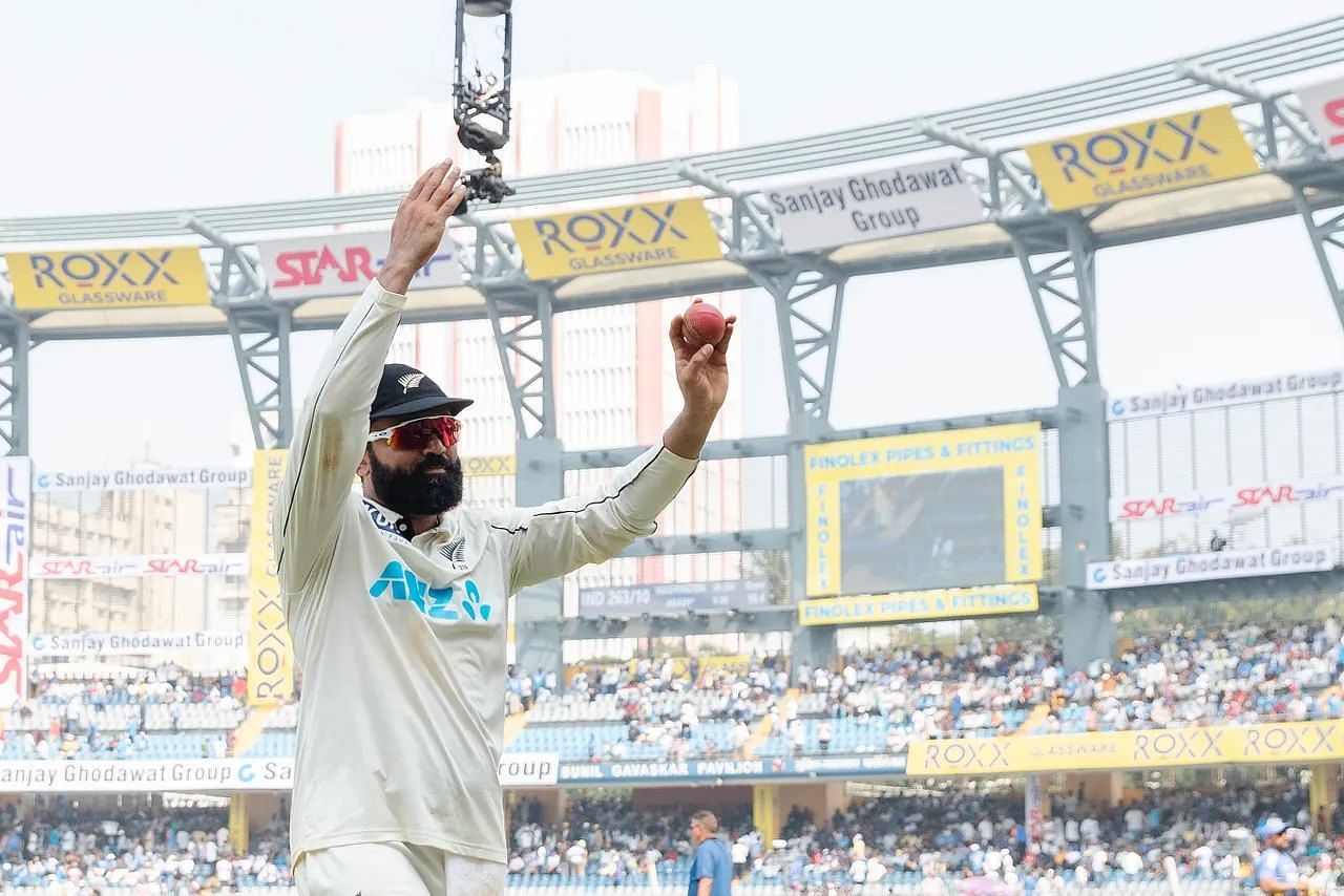 Ajaz Patel picked up 11 wickets in the third Test against India in Mumbai. [P/C: BCCI]