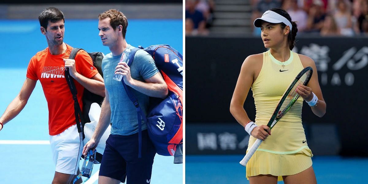 From L-R: Novak Djokovic, Andy Murray, and Emma Raducanu. (Photos: Getty)