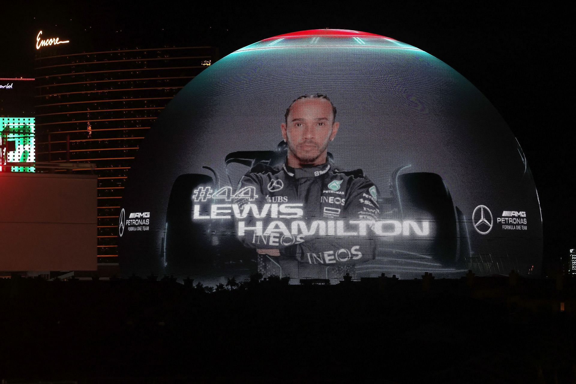 Lewis Hamilton on the Vegas Sphere - F1 Grand Prix of Las Vegas - Source: Getty