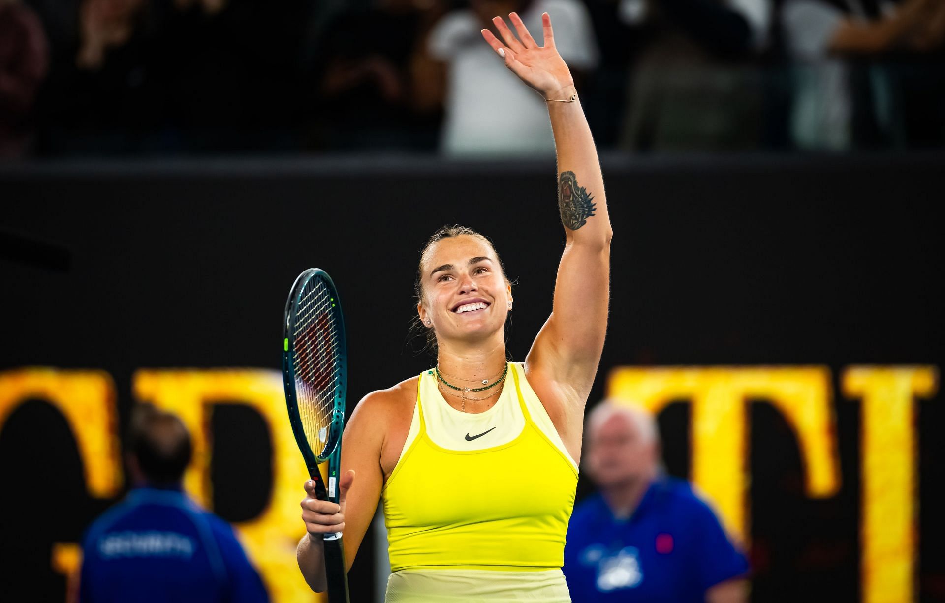 Aryna Sabalenka celebrates her win over Paula Badosa at the Australian Open (Image Source: Getty)