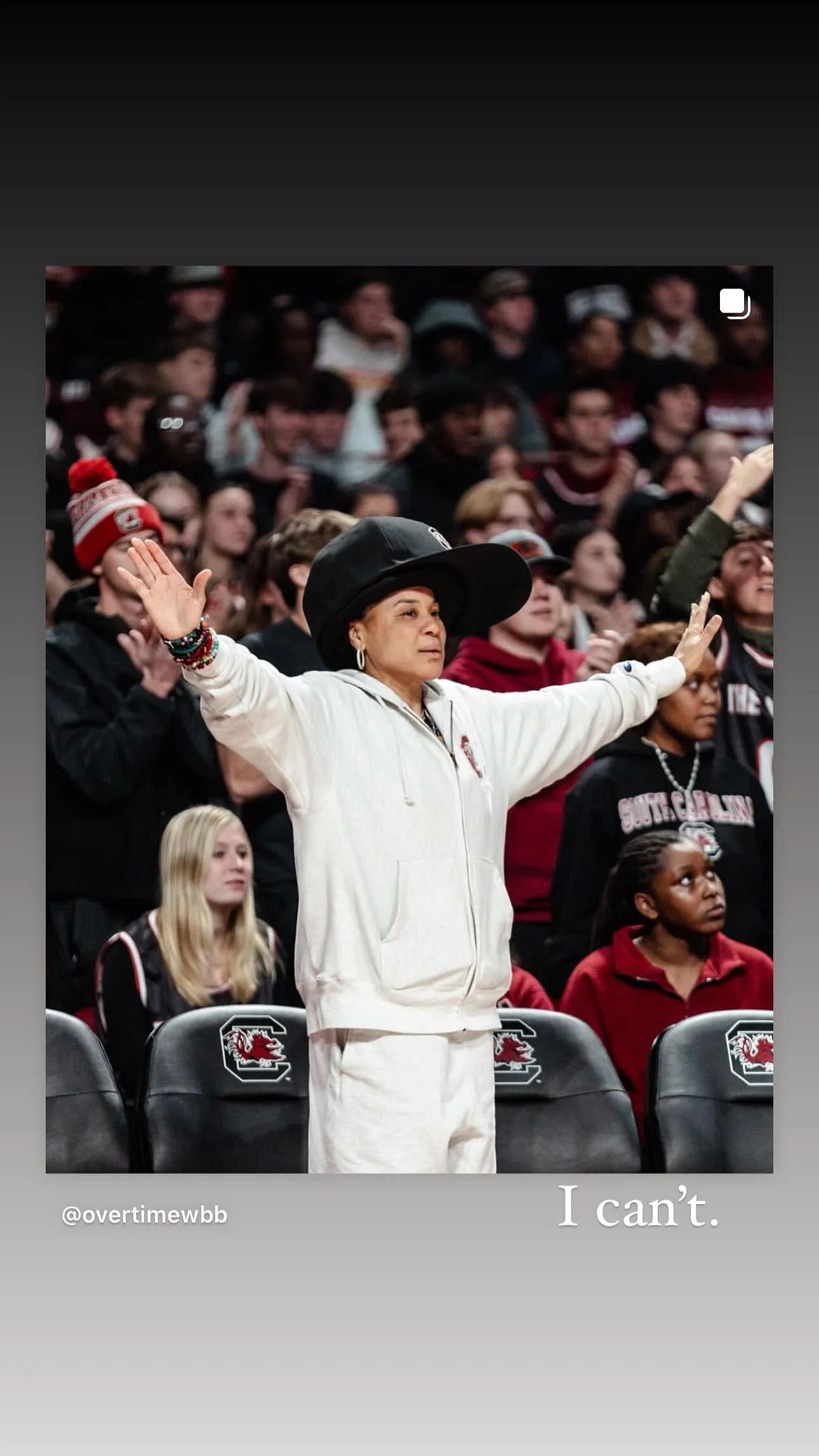 A&#039;ja Wilson pokes playful fun at former coach Dawn Staley&#039;s oversized hat on her IG story.