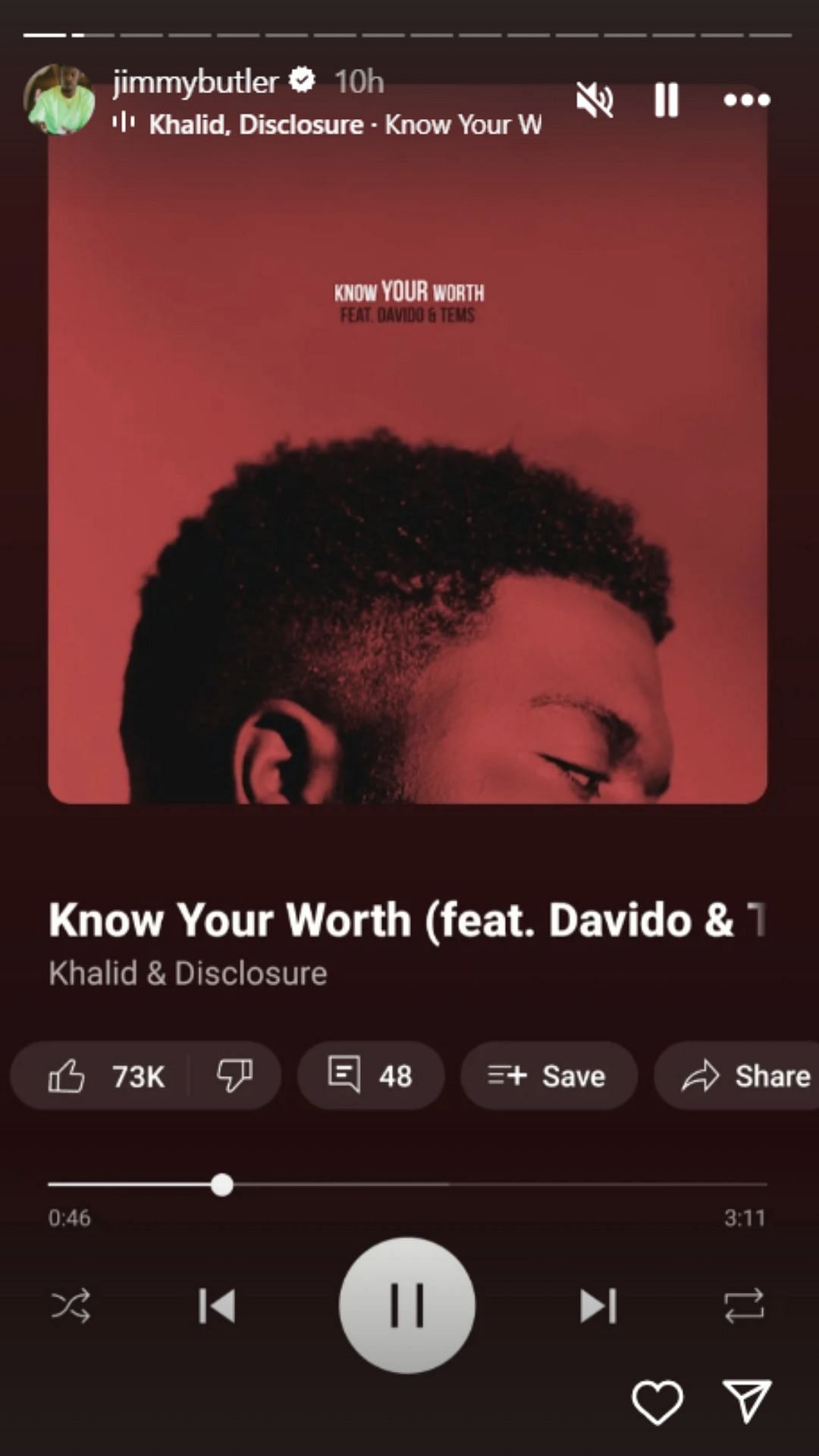 Jimmy Butler cryptically posts Khalid song as trade tensions with Heat rise (Image Credit: @jimmybutler on Instagram)