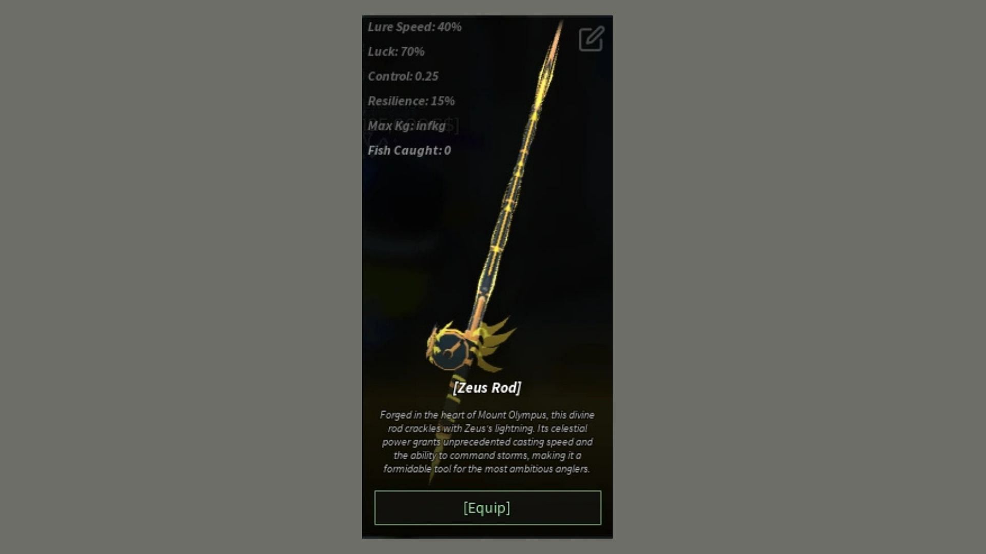 The Zeus Rod has decent stats (Image via Fisch Wiki)