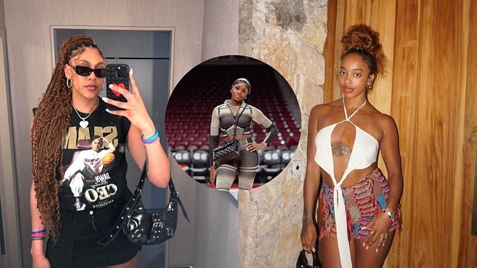 Angel Reese's teammate Kamilla Cardoso and Lexie Brown react to Raven Johnson's 'pretty' courtside snaps