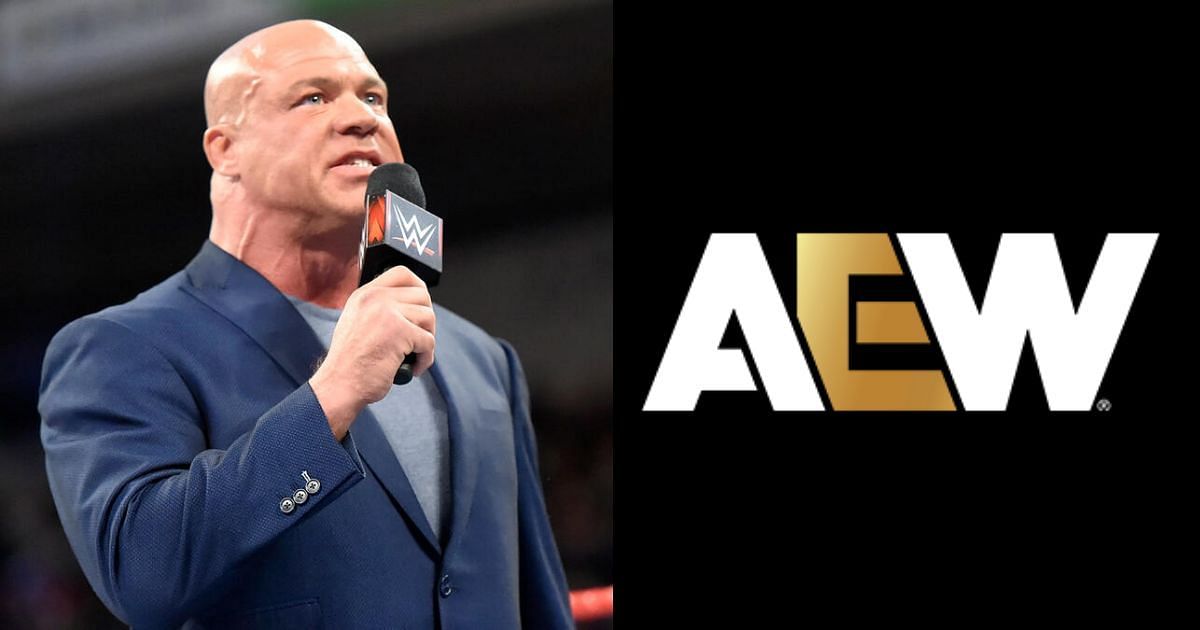 Kurt Angle (left) and AEW logo (right) [Source: WWE gallery and AEW on X]