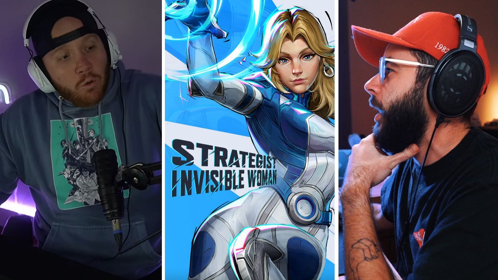 TimTheTatman and Nadeshot think Overwatch is &quot;cooked&quot; after watching Invisible Woman Malice skin gameplay (Image via TimTheTatman/YouTube, Nadeshot/Twitch, Marvel Rivals/Instagram)