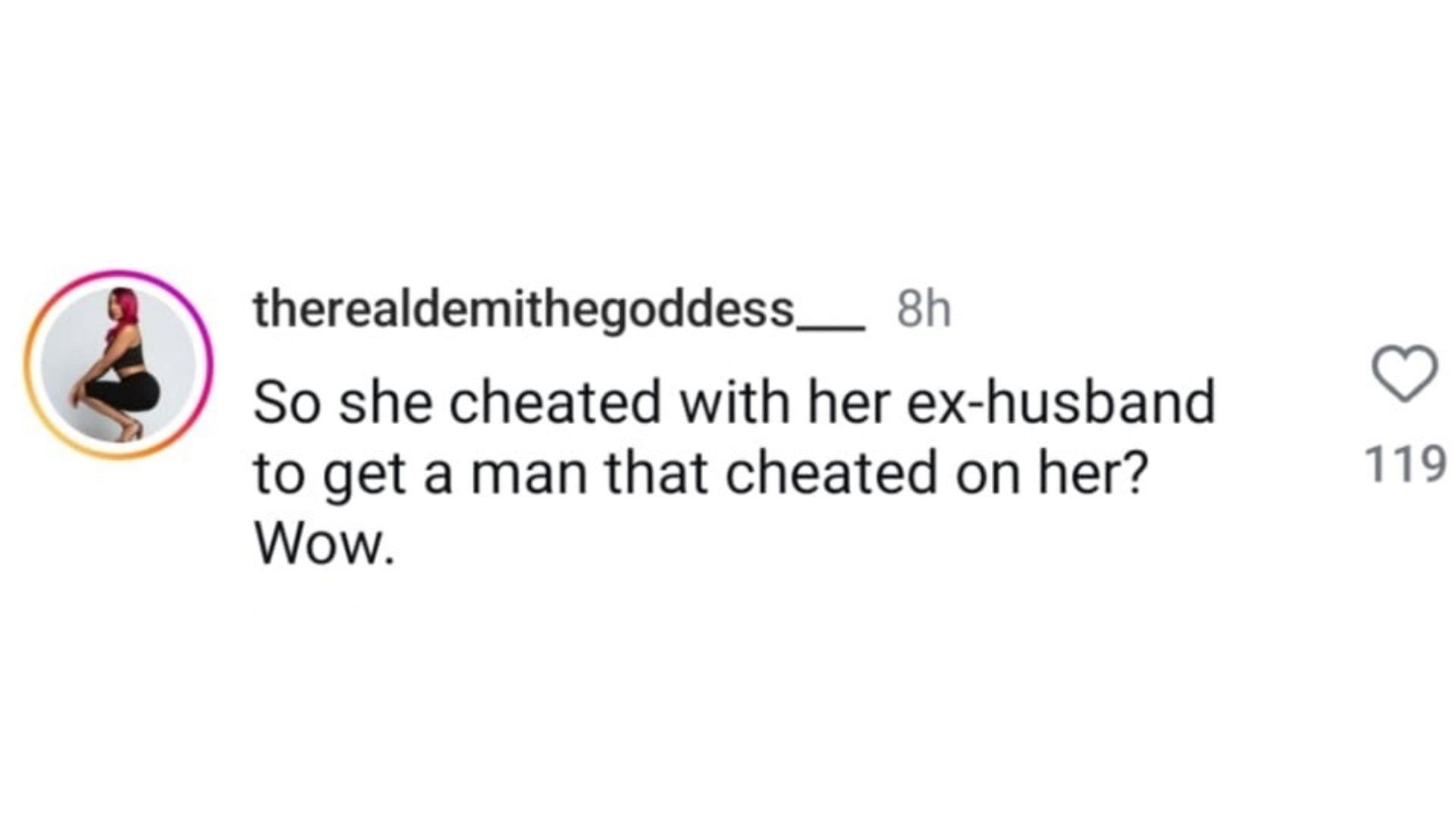 A netizen comments on Sharelle Rosado&#039;s latest remarks on ex, Chad Johnson. (Image via Instagram)