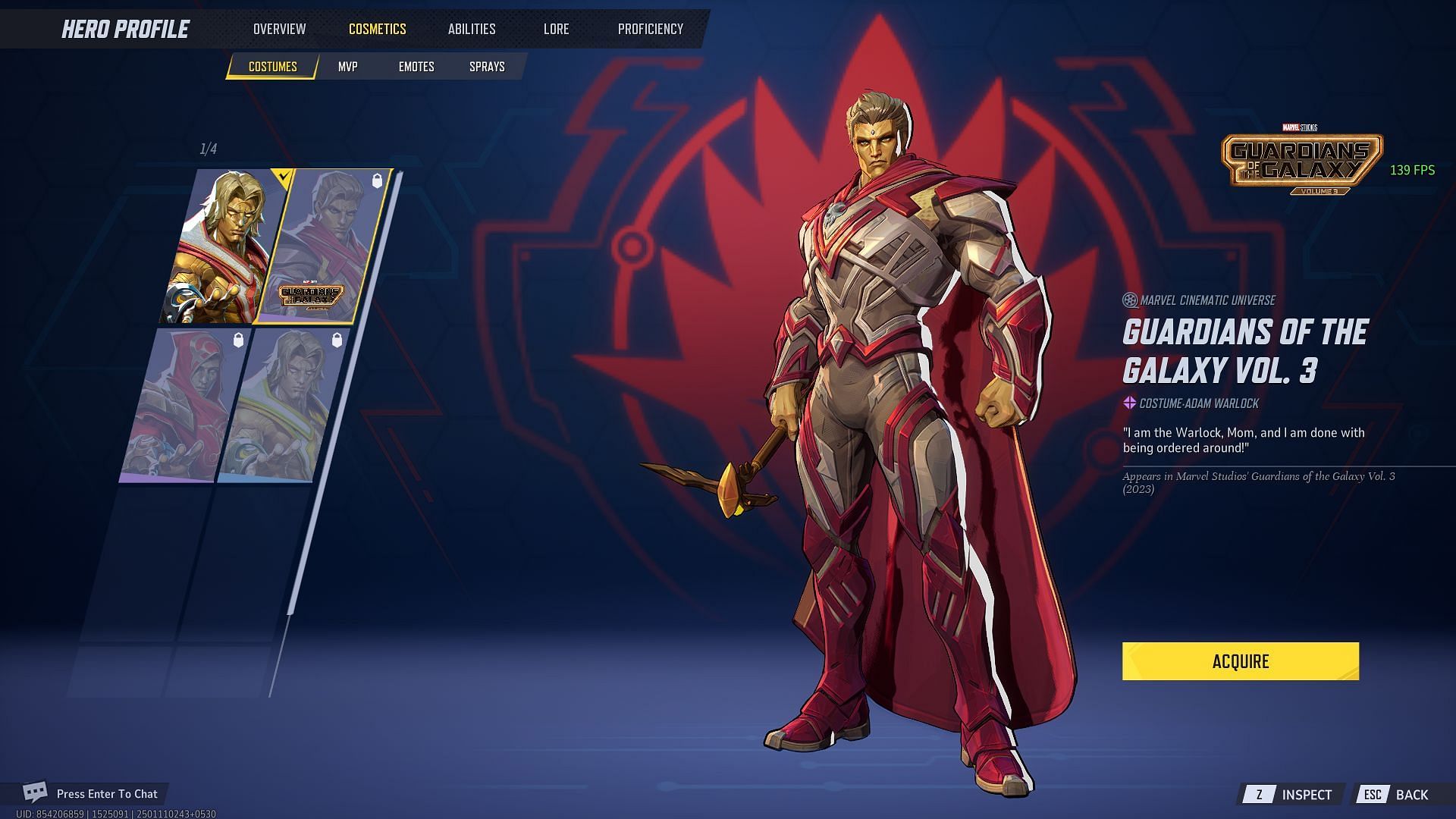 Adam Warlock (Guardians of the Galaxy Volume 3) skin (Image via NetEase Games)