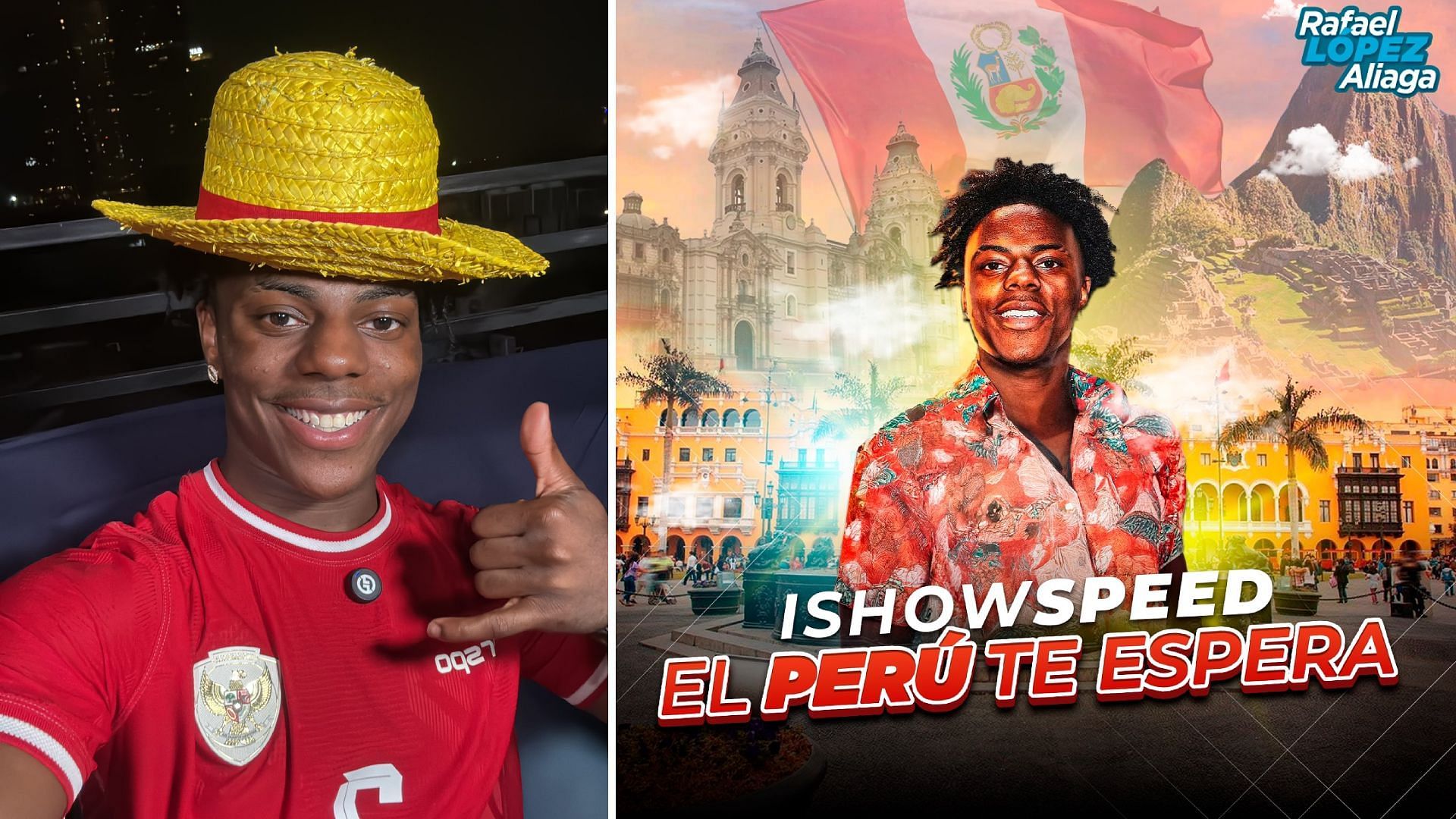 IShowSpeed gets invited to Lima, Peru by its mayor (Image via IShowSpeed/X, Rafael L&oacute;pez Aliaga/Facebook)