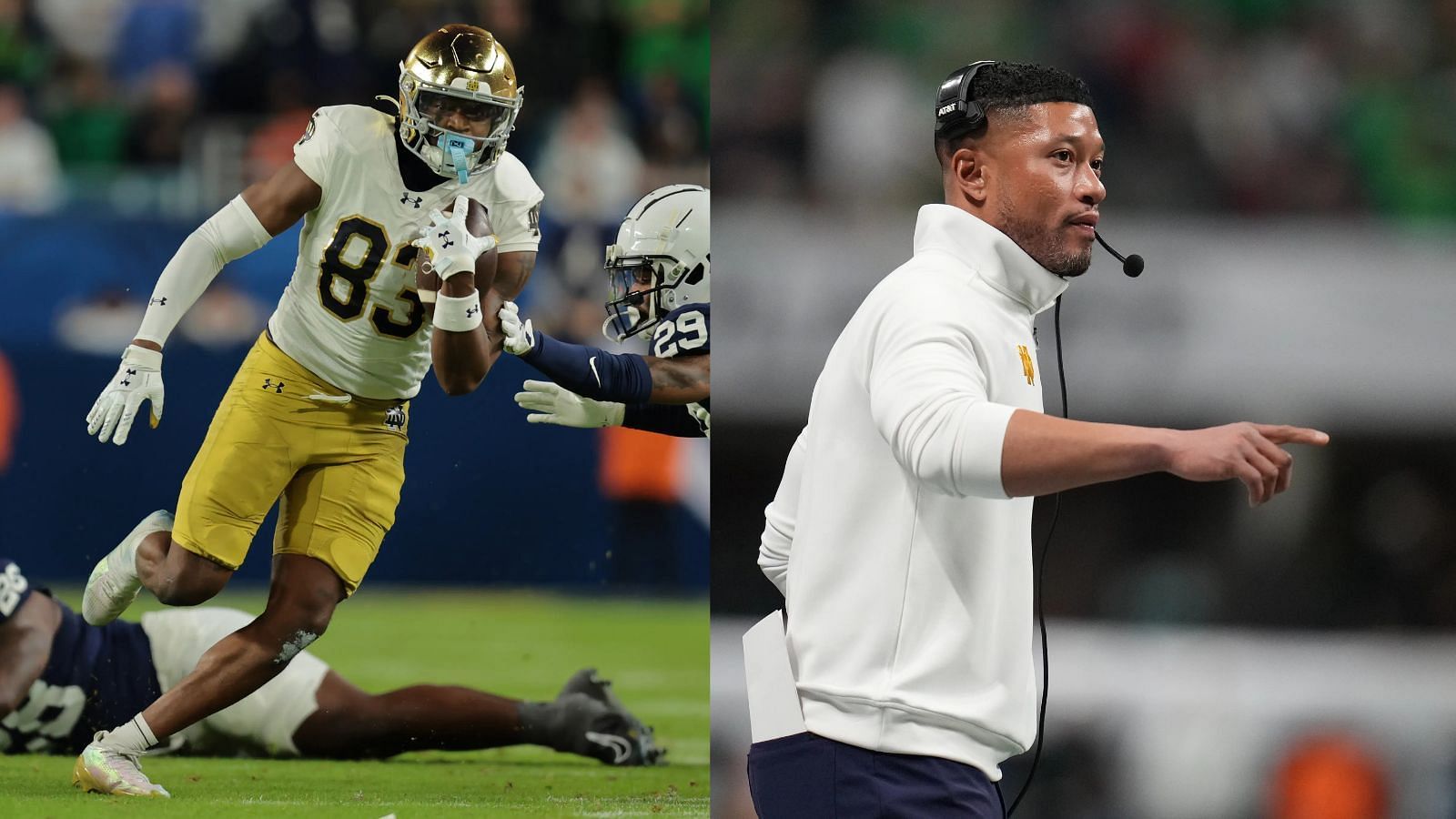 Notre Dame WR Jayden Thomas could move on from Notre Dame and Marcus Freeman in the transfer portal. (Photo Credits: IMAGN)