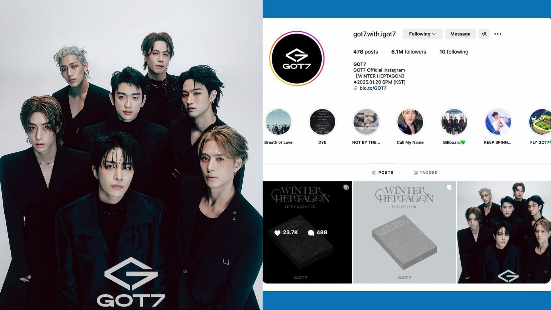 GOT7 gearing up for their 2025 upcoming group comeback. (Images via Instagram/@got7.with.igot7)