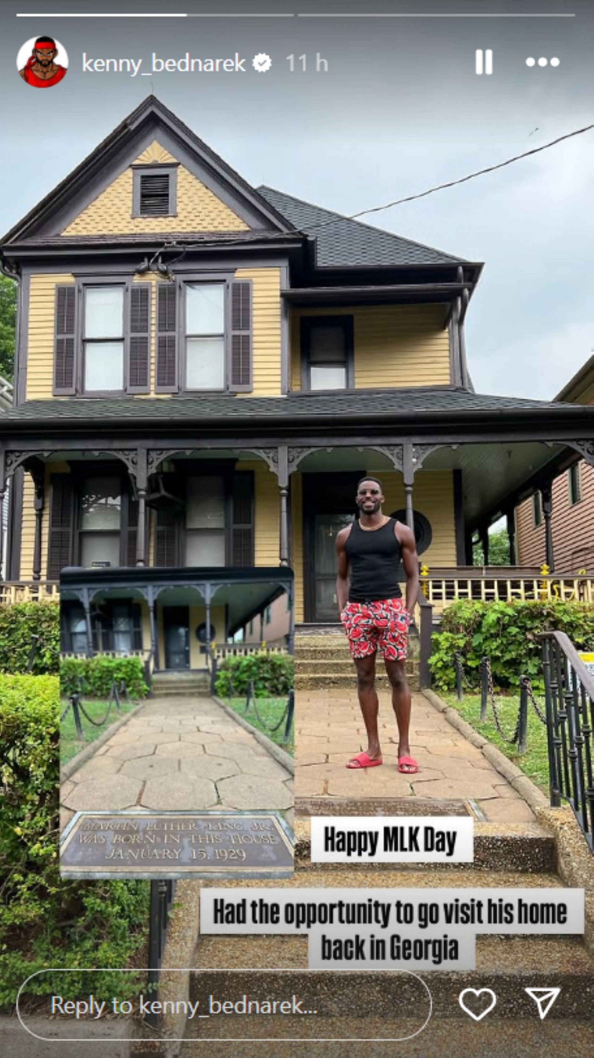 Kenny Bednarek visit Dr. Martin Luther King&#039;s house on MLK Day; Instagram - @kenny_bednarek