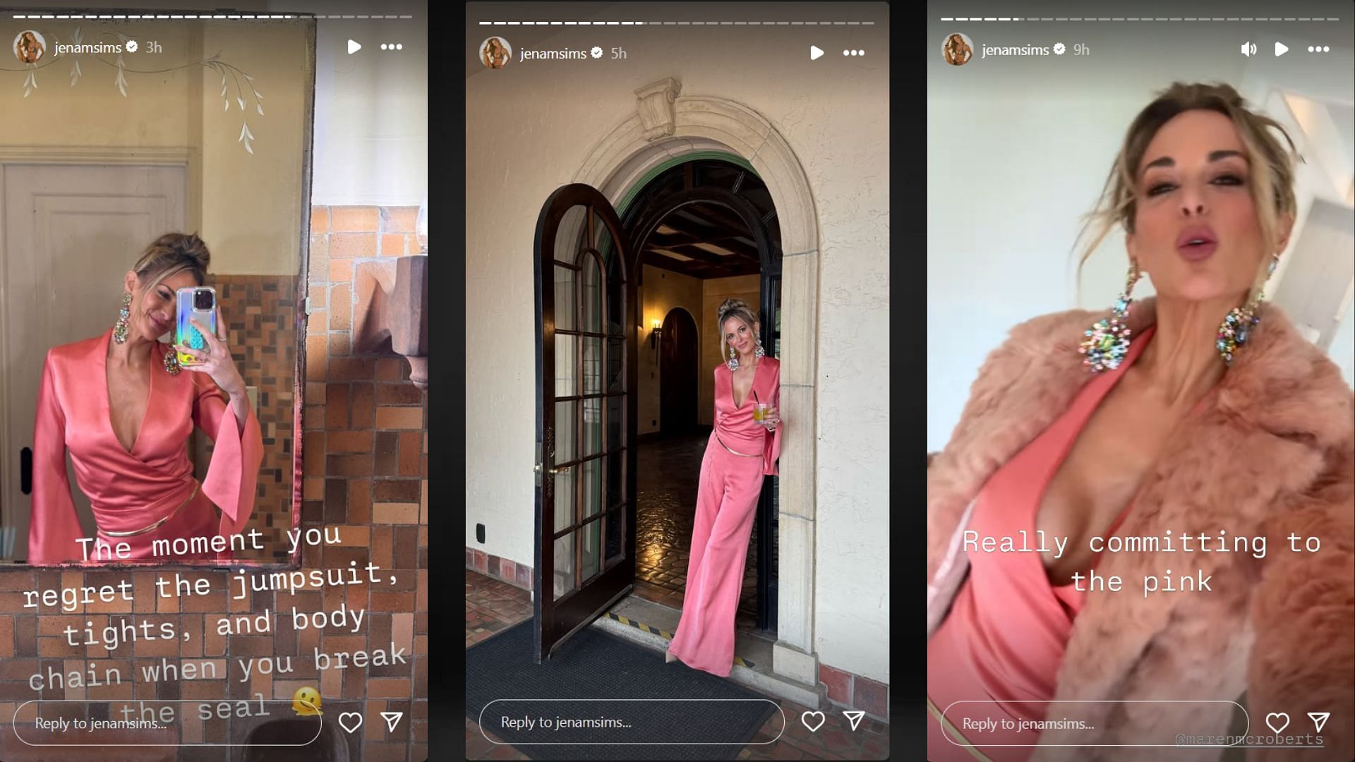 Screenshots of Brooks Koepka&#039;s wife Jena Sims&#039; Instagram Stories (Images via @jenamsims/Instagram)