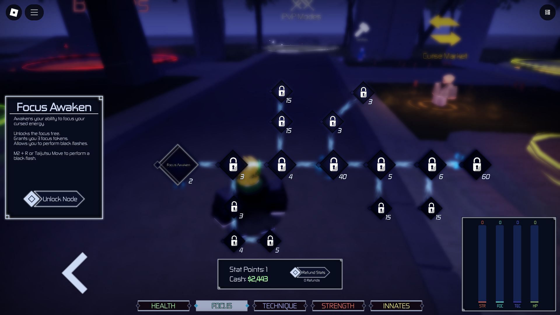 This is the Focus Skill Tree in the game (Image via Roblox)