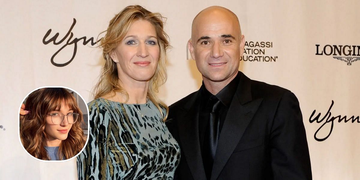 Andre Agassi and Steffi Graf (L); Jaz Agassi (inset) (Image Source: Getty; @jazagassi on Instagram)