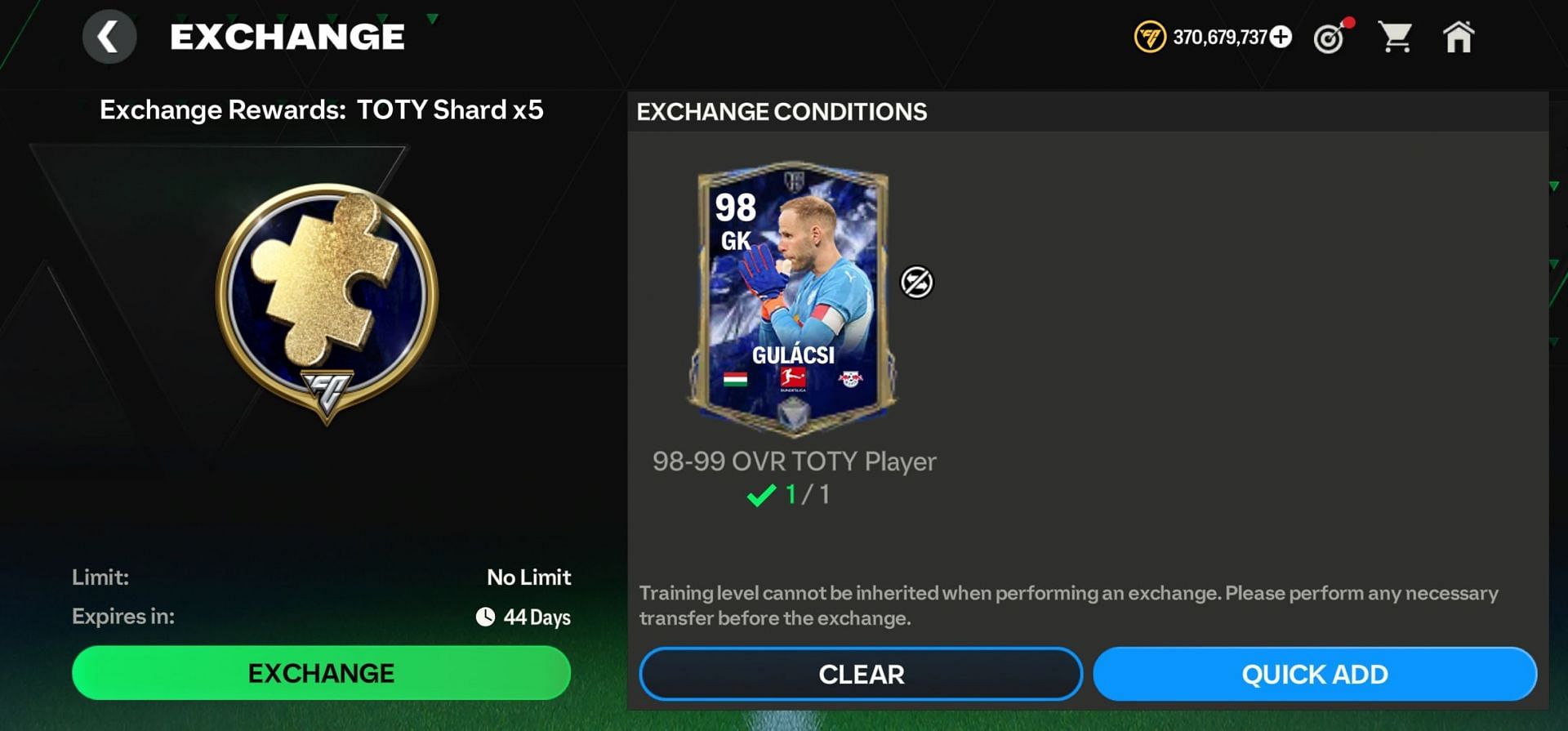 EA FC Mobile TOTY Shards can be exchanged with 98+ TOTY players in the TOTY Gallery (Image via EA Sports)