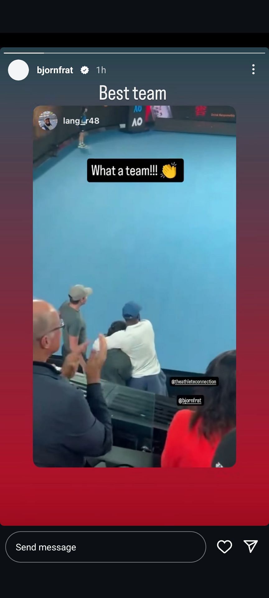 Madison Key&#039;s husband reacts to American reaching the final of the Australian Open (Source: https://www.instagram.com/stories/bjornfrat/)