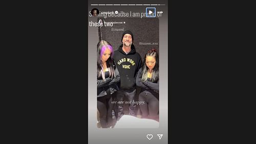 CM Punk justifies his smile in a recent picture with Roxanne Perez and Cora Jade (Image Credit: Punk's Instagram story)