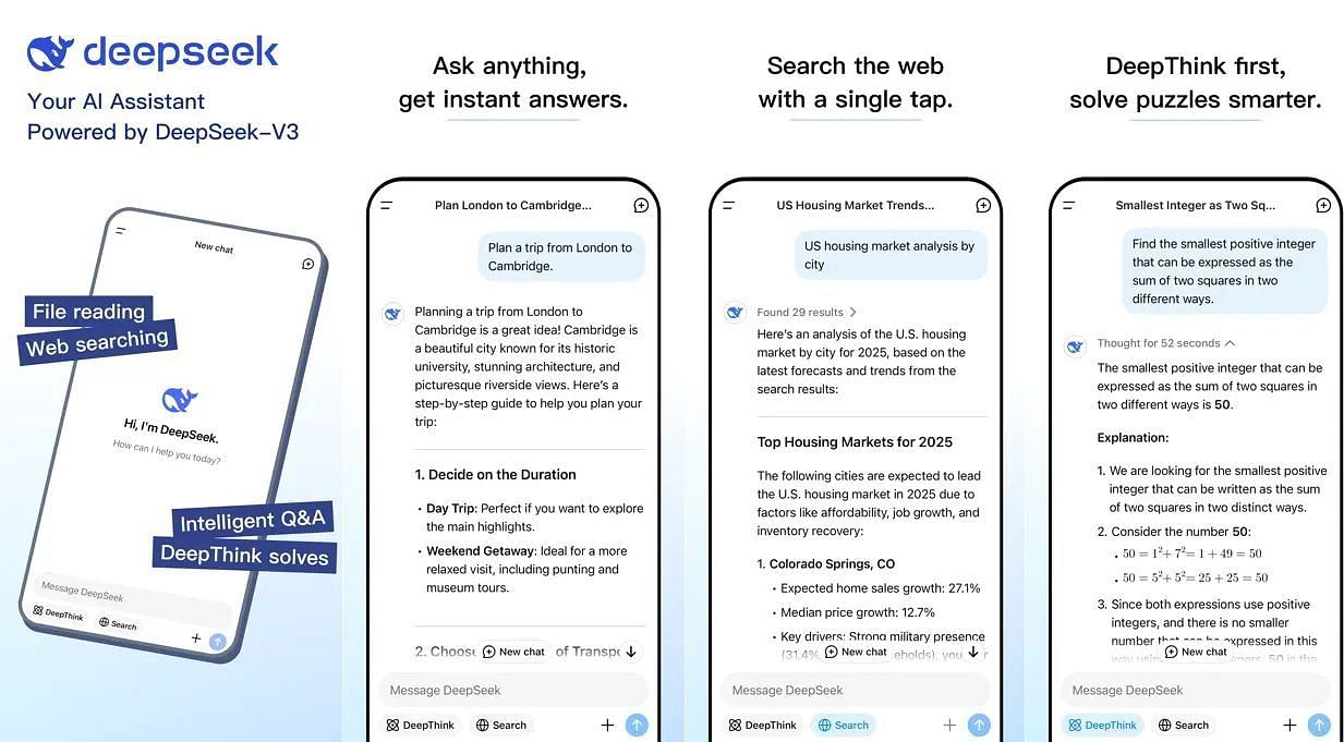 The DeepSeek AI app on an iPhone (Image via DeepSeek)