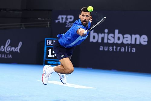 Novak Djokovic at the Brisbane International. (Source: Getty)