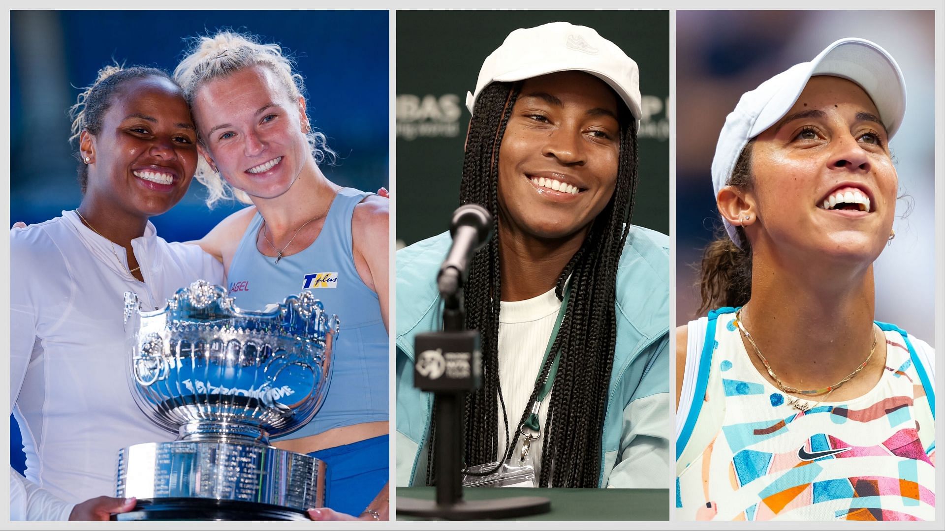 Taylor Townsend and Katerina Siniakova (L), Coco Gauff (Centre) and Madison Keys (R) - Source: Getty