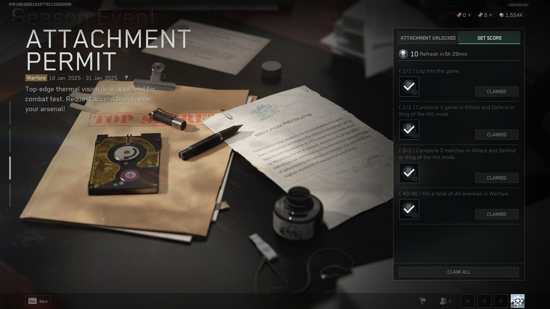 Attachment Permit event that unlocks Thermal Scopes(Image via TiMi Studio Group)