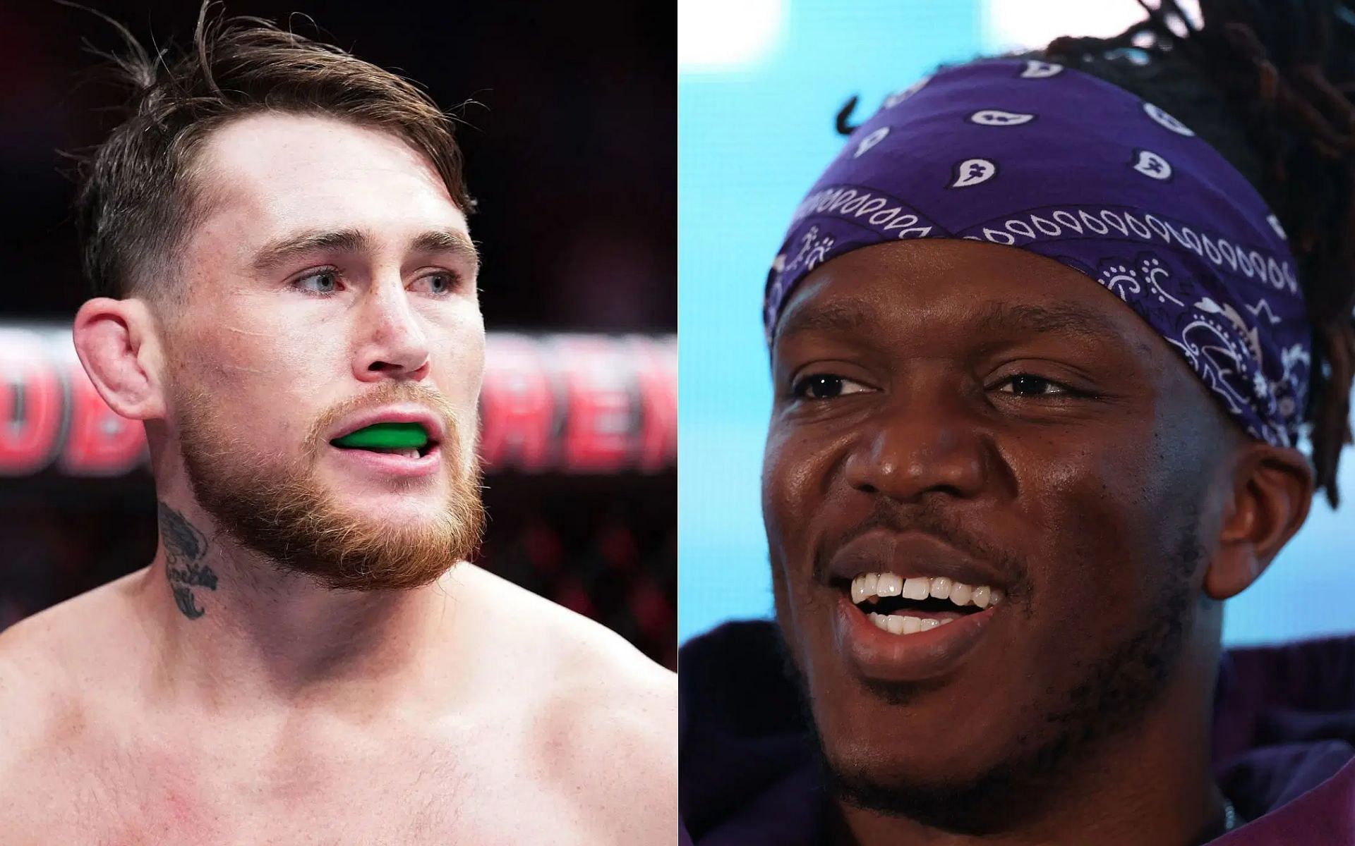 Darren Till (left) receives a message about KSI (right) [Image courtesy: Getty]