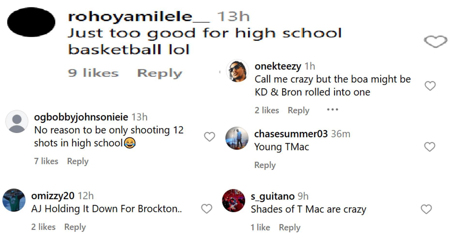 Fans react to AJ Dybantsa&#039;s performance during Hoophall West (Source: Instagram/ajdybantsa)