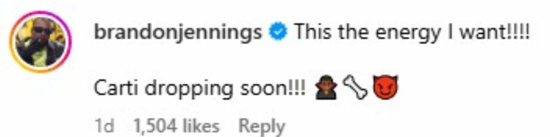 Jennings left a comment on Tatum&#039;s slight dig at him.