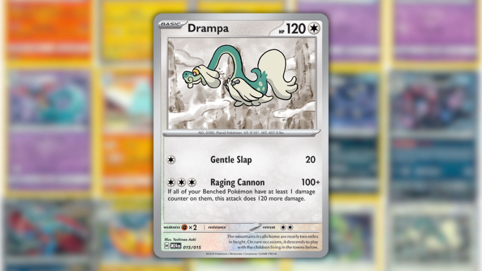 Drampa&#039;s card that you can get from the Happy Meal (Image via The Pokemon Company)