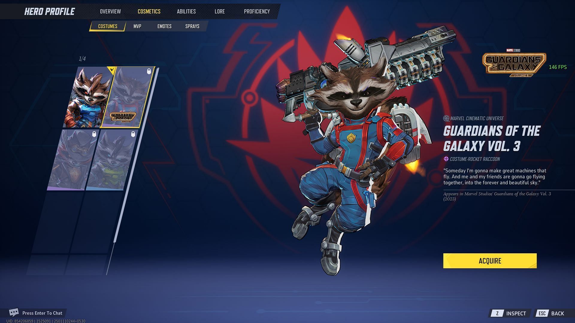 Rocket Raccoon (Guardians of the Galaxy Volume 3) skin (Image via NetEase Games)